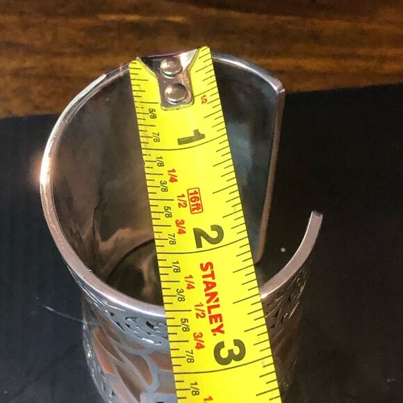 LOIS HILL Tall Sterling Silver Abalone Mosaic Inlay Cuff Bracelet - Picture 10 of 17